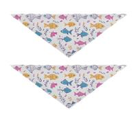 Doodle Style Fish White Dog Bandanas Unique Shape Adjustable Fit Soft Dog Scarf Cute Pet Accessories for Dogs Cats S