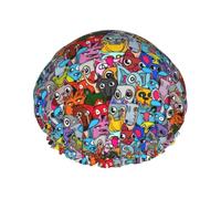 Doodle Style Little Animals Shower Cap Elastic And Reusable Double Waterproof Shower Hat For Women