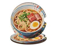 Doodle Style Noodles Car Coasters for Cup Holders 2 Pack Absorbent Drink Coaster Wooden Coasters with Cork Base Universal Fit Cup Holder Inserts for Car Interior Protection