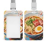 Doodle Style Noodles ID Badge Holder - Retractable Badge Reel, Vertical Card Name Tag Holder with Breakaway Lanyard, ID Cards Holders Case for Nurse Security Staff Women Men