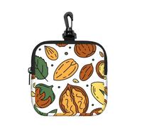 Doodle Style Nuts Seeds, Square Zipper Storage Bag, Neoprene Coin Purse, Small Wallets, Change Pouch, Change Purse