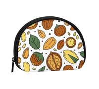 Doodle Style Nuts Seeds, Women's Storage Bag Shell Makeup Bag Small Coin Purse Shell Change Pouch