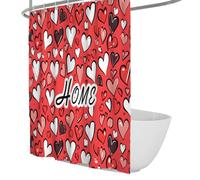 Doodle Style Shower Curtain Cartoon Love Heart Shower Curtain Black White Outline Bathroom Decor Polyester Waterproof Machine Washable 200 x 200 cm