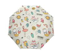 Doodle Summer Collection Umbrella Windproof Automatic Foldable Umbrells Auto Open Close for Men Women Kids