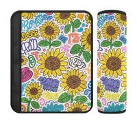 Doodle Sunflowers Art 2 Pack Shoulder Strap pad, Release Stress to Your Neck and Shoulders, seat Belt Cover pad for Adults for Bag