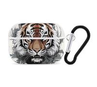 Doodle Tiger Airpod Pro Case AirPods 2 Case for Women Hard Shell Protective Cover with Carabiner Keychain Compatible with AirPods Case 2nd 1st Generation, Front LED Visible White