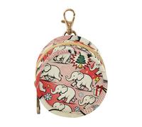 Doodle White Elephants Red and Black Christmas Baby Pacifier Holder with Zipper and Clip Key Chain Wallet, Baby Items Container Box