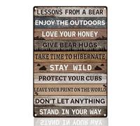 Doodlearm Funny Lesson From a Bear Tin Sign Rustic Bear Advice Metal Wall Decor 20x30 cm Wall Art Poster for Garden Backyard Farmhouse Courtyard Decor Gift