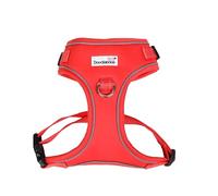Doodlebone - Adjustable Airmesh Harness - Over Head Dog Harness with Adjustable Neck and Chest, Dual D Rings, Breathable Mesh and Reflective Trim for Everyday Walkies - Size 1-2 - Coral
