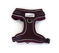 Doodlebone - Adjustable Airmesh Harness - Over Head Dog Harness with Adjustable Neck and Chest, Dual D Rings, Breathable Mesh and Reflective Trim for Everyday Walkies - Size 1-2 - Burgundy
