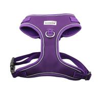 Doodlebone - Adjustable Airmesh Harness - Over Head Dog Harness with Adjustable Neck and Chest, Dual D Rings, Breathable Mesh and Reflective Trim for Walkies - Size 6-9 - Violet Leopard Reflective