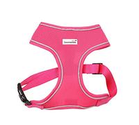 Doodlebone - Airmesh Dog Harness - Breathable Over Head Harness with Adjustable Chest Strap, Reflective Piping & Machine Washable Design - Size 4, 55-79cm - Fuchsia