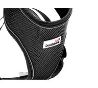 Doodlebone - Airmesh Dog Harness - Breathable Over Head Harness with Adjustable Chest Strap, Reflective Piping & Machine Washable Design - Size 3, 45-62cm - Coal