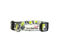 Doodlebone - Dog Collar - Adjustable Strong Collar with Secure D Ring, Strength Tested Components & Machine Washable Design for Everyday Walkies - Size 6-11, 50-70cm - Neon Paint Splat