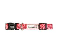 Doodlebone - Dog Collar - Adjustable Strong Collar with Secure D Ring, Strength Tested Components & Machine Washable Design for Everyday Walkies - Size 1-2, 22-30cm - Ruby Leopard