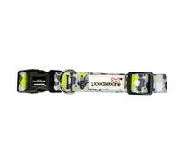 Doodlebone - Dog Collar - Adjustable Strong Collar with Secure D Ring, Strength Tested Components & Machine Washable Design for Everyday Walkies - Size 3-6, 30-50cm - Neon Paint Splat