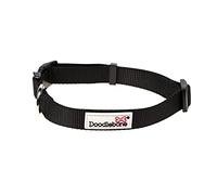Doodlebone - Dog Collar - Adjustable Strong Collar with Secure D Ring, Strength Tested Components & Machine Washable Design for Everyday Walkies - Size 1-2, 22-30cm - Coal