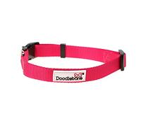 Doodlebone - Dog Collar - Adjustable Strong Collar with Secure D Ring, Strength Tested Components & Machine Washable Design for Everyday Walkies - Size 3-6, 30-50cm - Fuchsia