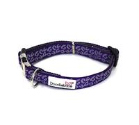 Doodlebone Padded Collar, Violet Leopard Reflective, 3-6