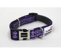 Doodlebone Padded Collar, Violet Leopard Reflective, 6-11