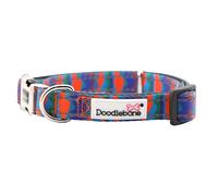 Doodlebone - Padded Dog Collar - Adjustable Breathable Comfort Collar with Reflective Stitching, Strong D Ring & Durable Metal Buckle for Daily Walks - Size 6-11 50-70cm - Waves