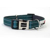 Doodlebone - Padded Dog Collar - Adjustable Breathable Comfort Collar with Reflective Stitching, Strong D Ring & Durable Metal Buckle for Daily Walks - Size 1-2 22-30cm - Teal