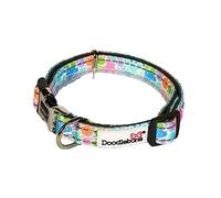 Doodlebone - Padded Dog Collar - Adjustable Breathable Comfort Collar with Reflective Stitching, Strong D Ring & Durable Metal Buckle for Daily Walks - Size 1-2 22-30cm - Pastel Paint Splat