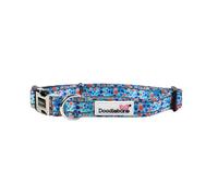 Doodlebone - Padded Dog Collar - Adjustable Breathable Comfort Collar with Reflective Stitching, Strong D Ring & Durable Metal Buckle for Daily Walks - Size 3-6 30-50cm - Reef