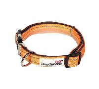 Doodlebone - Padded Dog Collar - Adjustable Breathable Comfort Collar with Reflective Stitching, Strong D Ring & Durable Metal Buckle for Daily Walks - Size 3-6 30-50cm - Peach