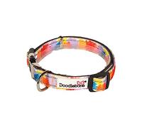 Doodlebone - Padded Dog Collar - Adjustable Breathable Comfort Collar with Reflective Stitching, Strong D Ring & Durable Metal Buckle for Daily Walks - Size 6-11 50-70cm - Watercolour