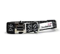 Doodlebone - Padded Dog Collar - Adjustable Breathable Comfort Collar with Reflective Stitching, Strong D Ring & Durable Metal Buckle for Daily Walks - Size 1-2 22-30cm - Coal Leopard Reflective