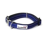 Doodlebone - Padded Dog Collar - Adjustable Breathable Comfort Collar with Reflective Stitching, Strong D Ring & Durable Metal Buckle for Daily Walks - Size 1-2 22-30cm - Cobalt