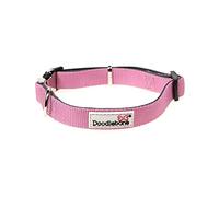 Doodlebone - Padded Dog Collar - Adjustable Breathable Comfort Collar with Reflective Stitching, Strong D Ring & Durable Metal Buckle for Daily Walks - Size 3-6 30-50cm - Blush