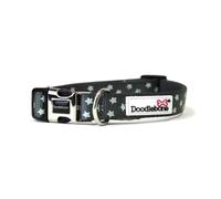 Doodlebone Padded Collar, Grey Stars Glow in the Dark, 6-11