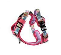 Doodlebone - With Me Dog Harness - 3-click harness - fully adjustable, padded grab handle, reflective, machine washable dog harness, strength tested componentry (Pink Pastel Paint Splat, 4-7)