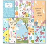 doodlecards 10 x Easter Money Wallets with Envelopes for Cash Vouchers & Gift Cards. Cute Style of Eggs Rabbits Chicks Flowers. 100% Recyclable. Made in the UK.