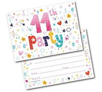 doodlecards 11th Birthday Party Invitations Age 11 Female Girls Childrens Pack of 20 Invites and Envelopes. Printed in UK, Premium Quality & 100% Recyclable.