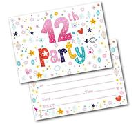doodlecards 12th Birthday Party Invitations Age 12 Female Girls Childrens Pack of 20 Invites and Envelopes. Printed in UK, Premium Quality & 100% Recyclable.
