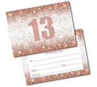 doodlecards 13th Birthday Party Invitations Rose Gold 20 Ready to Write Postcards and 20 Envelopes. Printed in UK, Premium Quality & 100% Recyclable.