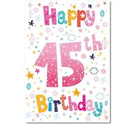doodlecards 15th Birthday Card Age 15 for Girl Pretty Font