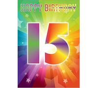 doodlecards 15th Birthday Card Age 15 Medium Size with Plain Envelope