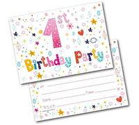 doodlecards 1st Birthday Party Invitations Age 1 Female Girls Childrens Pack of 20 Invites and Envelopes. Printed in UK, Premium Quality & 100% Recyclable.