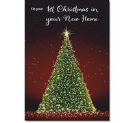 doodlecards 1st First Christmas in New Home Christmas Card Green Christmas Tree Large A4 Size Christmas Card for 1st in New Home with Plain Envelope