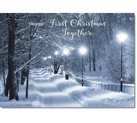 doodlecards 1st First Christmas Together Christmas Card Snowy Street Scene Large A4 Size Christmas Card for 1st Together with Plain Envelope