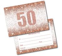doodlecards 50th Birthday Party Invitations Rose Gold 20 Ready to Write Postcards and 20 Envelopes. Printed in UK, Premium Quality & 100% Recyclable.