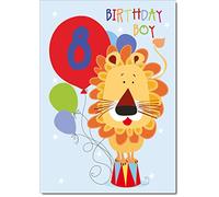 doodlecards 8th Birthday Card Age 8 Circus Lion Medium Size with Plain Envelope
