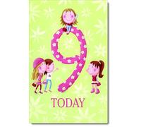 doodlecards 9th Birthday Card Age 9 for Girl Pastel Daisies