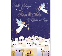 doodlecards Across The Miles Christmas Card Nativity Scene Angels Bethlehem Medium Size with Plain Envelope