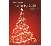 doodlecards Across The Miles Christmas Card Red Abstract Christmas Tree Medium Size Christmas Card with Plain Envelope