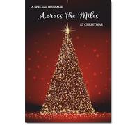 doodlecards Across The Miles Christmas Card Red Christmas Tree Medium Size Christmas Card with Plain Envelope